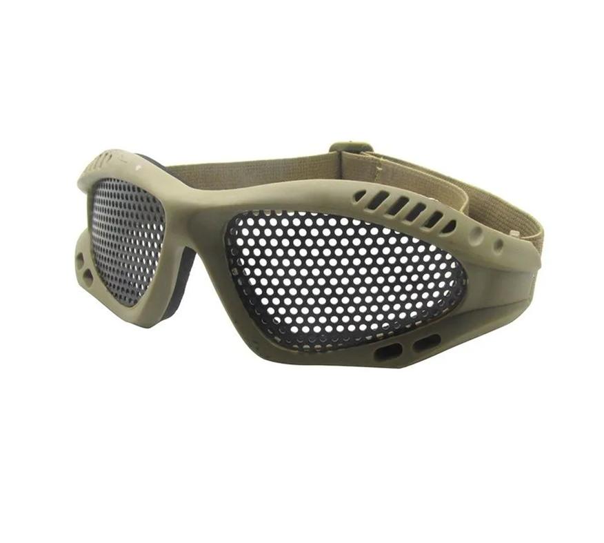 Schutzbrille mit Metallgitter-Linse Taktisch Airsoft Paintball Schießen Augenschutz Ausrüstung Verstellbarer Riemen One Size weiß