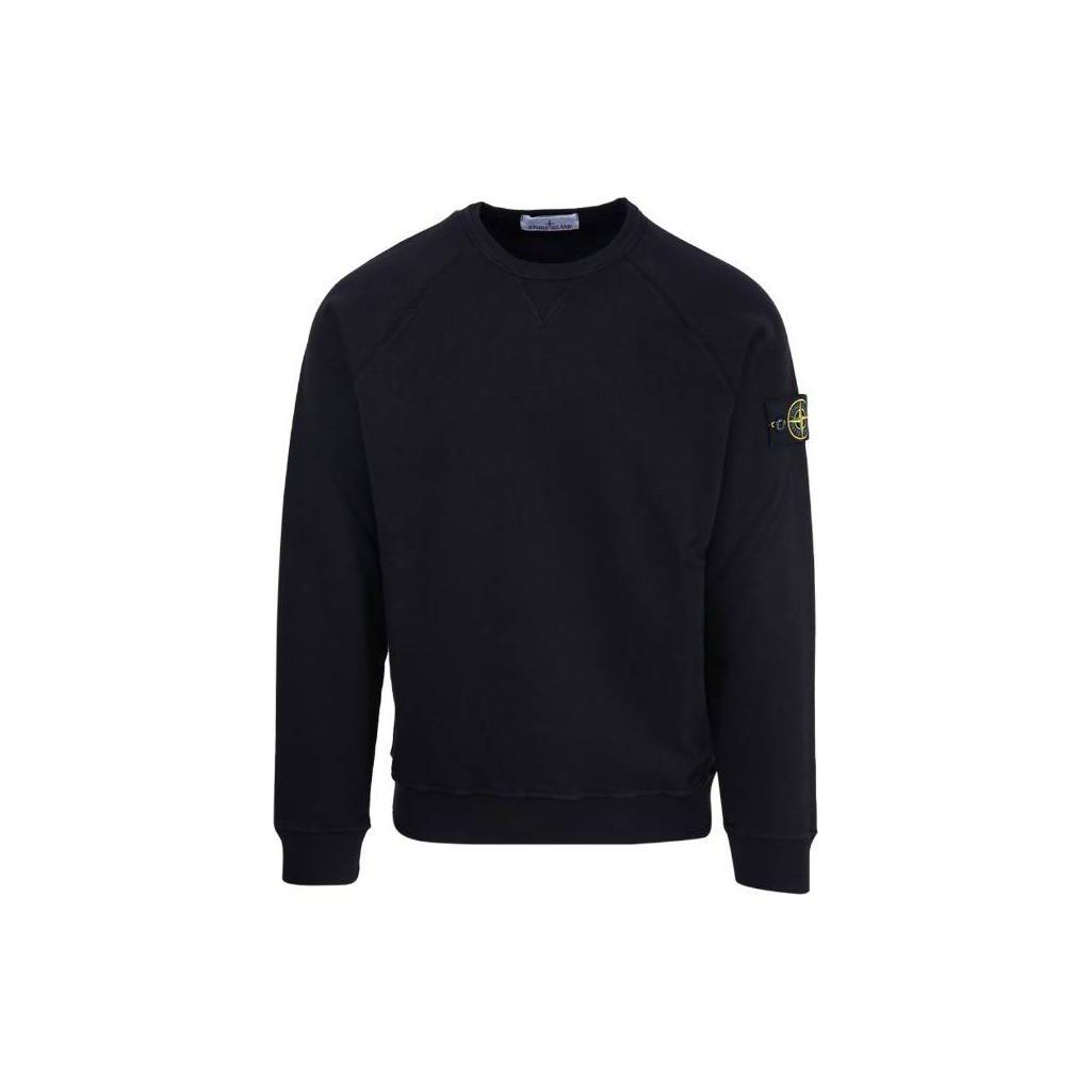 Stone Island Ss23 Unifarbener Etikett Rundhals-Sweatshirt Herren sweatshirt Schwarz 781566360-V0029 L black