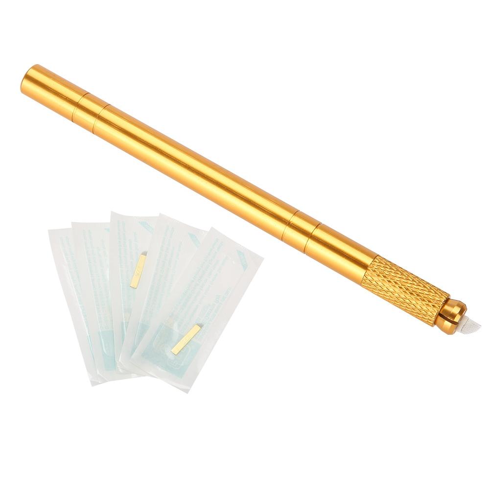 Augenbrauen Tattoo Stift Set Manuelles Microblading Tattoo Augenbrauenstift mit 5 Stück Einwegnadel