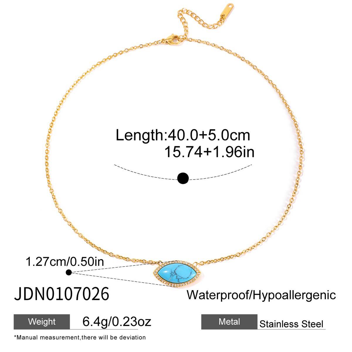 Youthway Türkisblaues Böses Auge Anhänger Halskette für Damen Vergoldete Edelstahl Halskette Modeschmuck Mädchen Geschenk beige