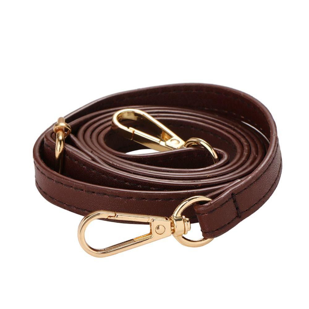 Verstellbarer Taschengurt aus Leder, 120 cm, für Umhängetaschen, Ersatzgurte für Damen dark coffee-Gold buckle