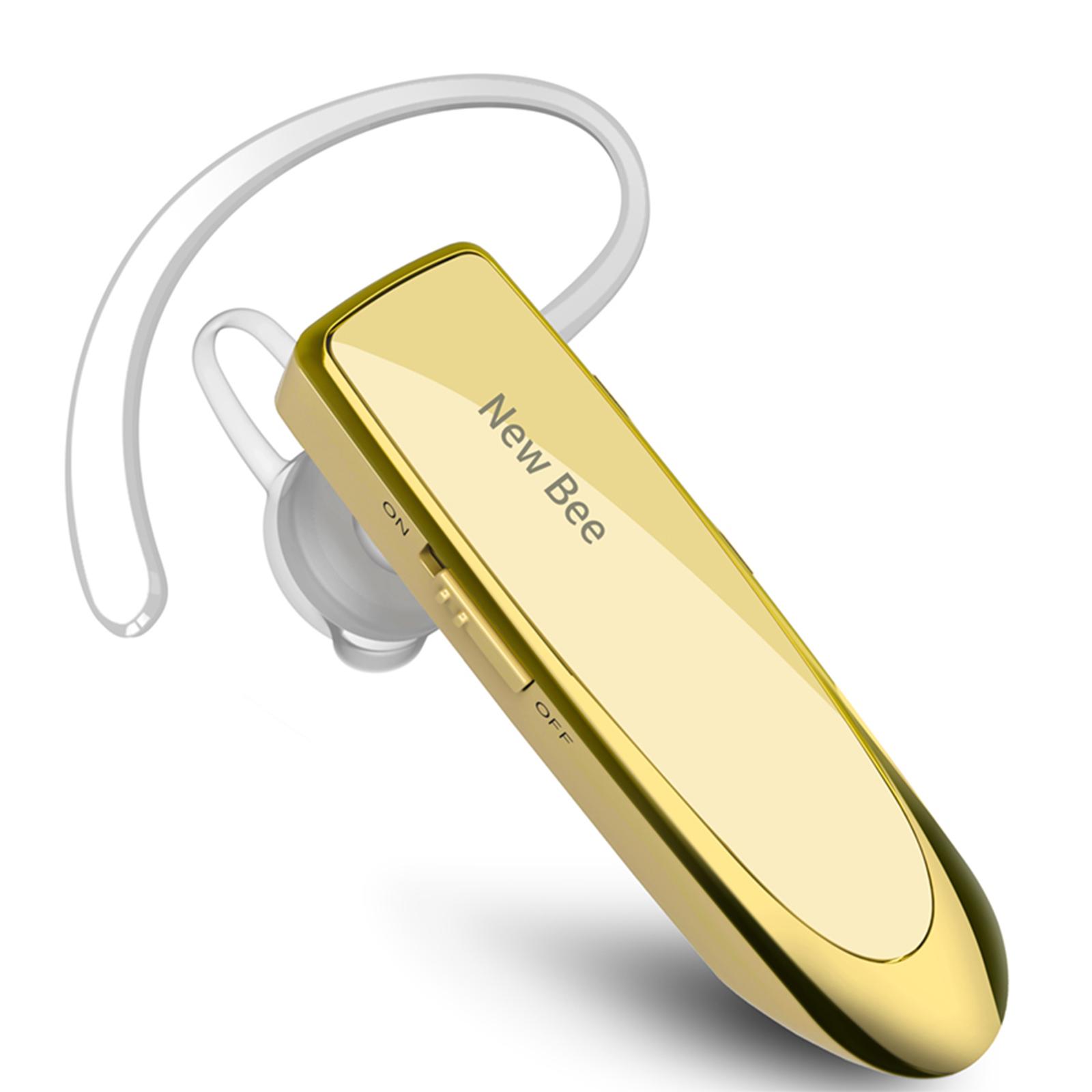 NEW BEE Single Wireless Bluetooth Headset Kopfhörer Noise Cancelling Mic Sport Kopfhörer Freisprecheinrichtung gold