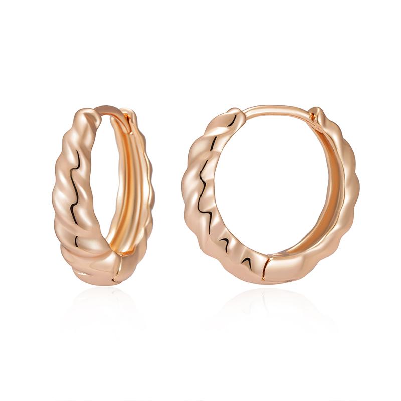 Kinel Rose Gold Farbe Creolen für Frauen Wellenförmige trendige Schmuck Jäten Ohrringe rose gold