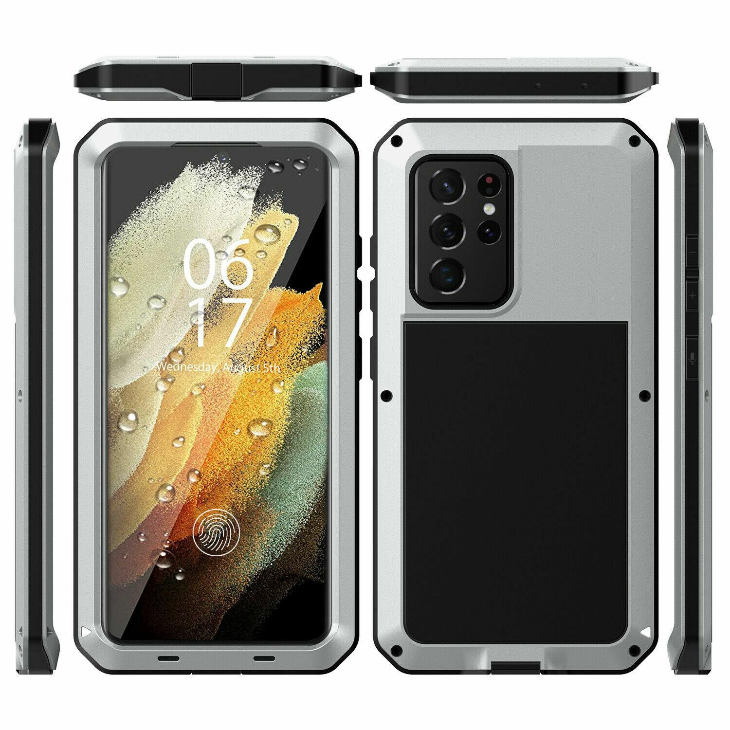 Luxuriöse Metall-Aluminium-Stoßstangen-Telefonhülle für Samsung Galaxy S25 S24Ultra S23 S22 S21 S20 S10 Note10 20ultra Silikon Stoßfeste Panzerschutzabdeckung For Samsung Galaxy S21 5G silber