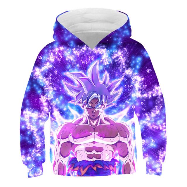 2025 Dragon Ball Z Kapuzenpullover Kinder Goku Sweatshirts Baby Jungen Kleidung für Herbst Neue Kinderbekleidung Kinder Kapuzenpullover Vegeta 3D Sweatshirt 13-14 Years purple