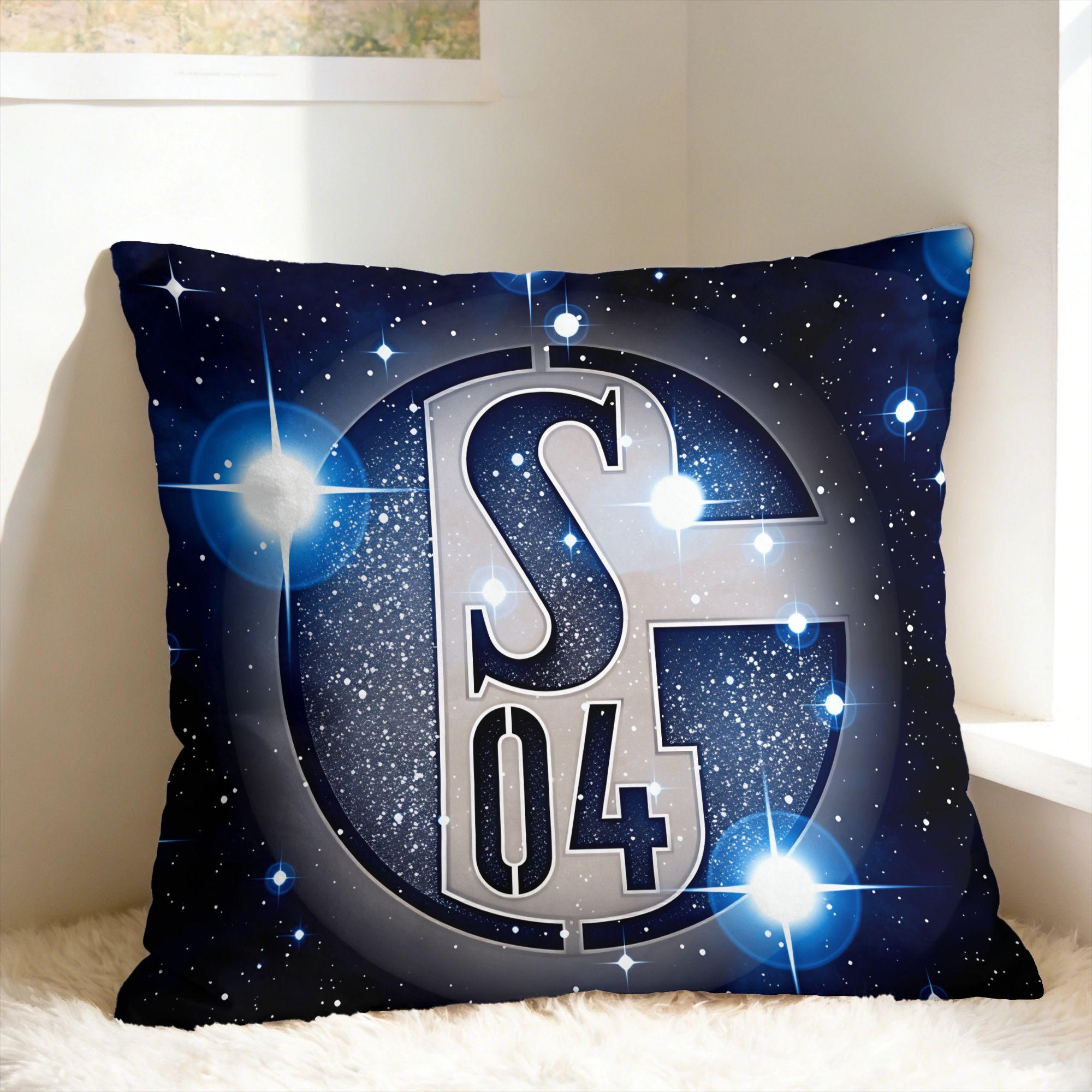 S-Schalke 04 Team Kissenbezug Druck Kissenhülle Modische Kissenbezüge für Büro Auto Heimdekoration Peach skin 18*18(CM)-1Pcs