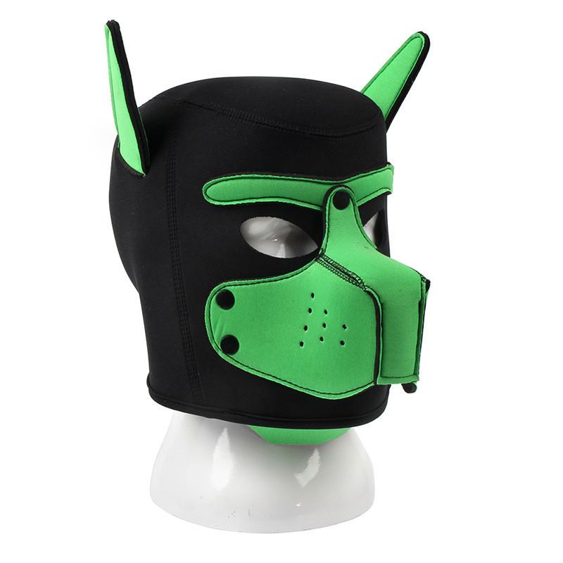 Kapuze Halloween Welpe Rollenspiel Hundemaske Cosplay Vollkopfbedeckung Paare Sexspielzeug grün