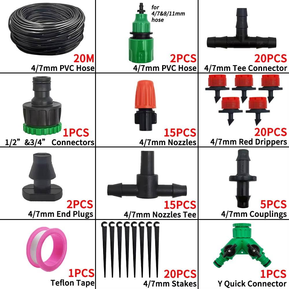 Bewässerungssystem Gartengeräte Tropfbewässerungs-Kits Automatische Bewässerungsschlauch mit einstellbarer Bequemer Installation Wassersparend 20M