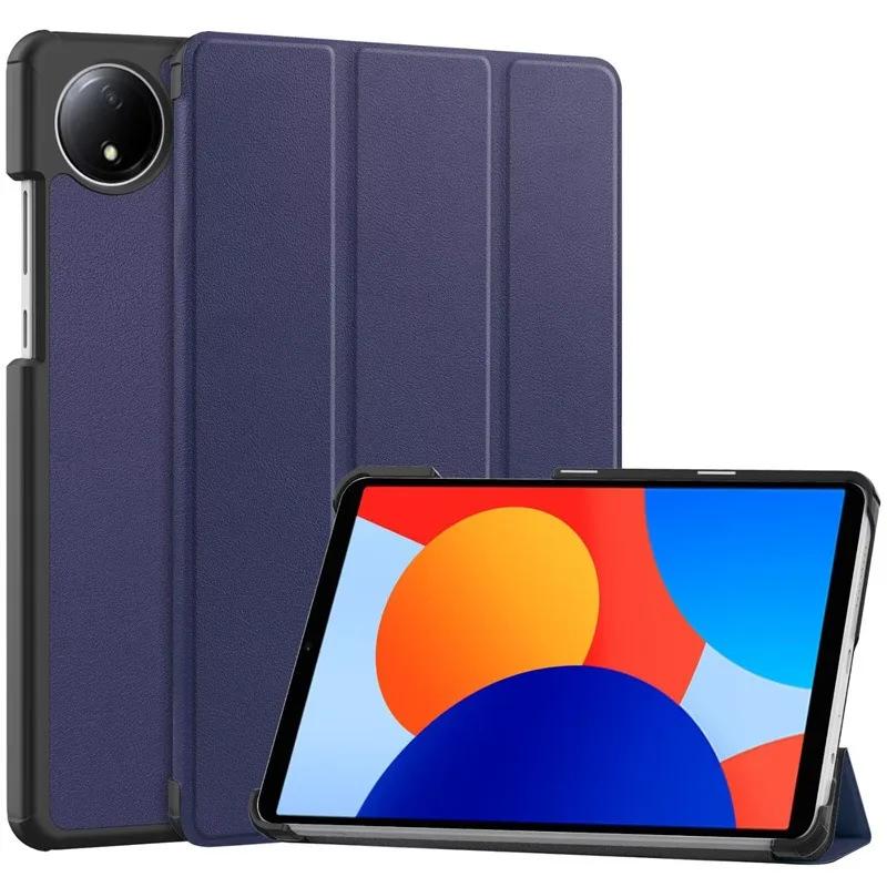 Für Xiaomi Redmi Pad SE 8.7 Hülle 2024 Neue dreifach klappbare Tablet-Hülle aus PU-Leder mit Ständer Funda für Redmi Pad SE 8,7 Zoll Smart Case Redmi Pad SE 8.7 dunkelblaue