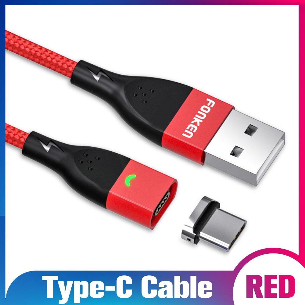 FONKEN Magnetkabel USB-C Datenkabel Schnellladegerät Typ-C-Draht Schnellladung Mobiltelefon QC3.0 3A 1M Type-C Cable + Plug rot
