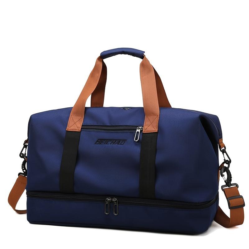 Nass- und Trockentrennung Reisetasche mit großem Fassungsvermögen, lässige Outdoor-Reisetasche Tragetasche, Damen Fitness-Yogatasche, Wochenend-Tragetasche Übernachtungstasche blau