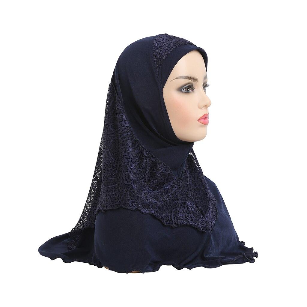 Muslim Hijab Spitze Islamischer Schal Kopfwickel Beten Schals Damen Kopfbedeckung navy blau