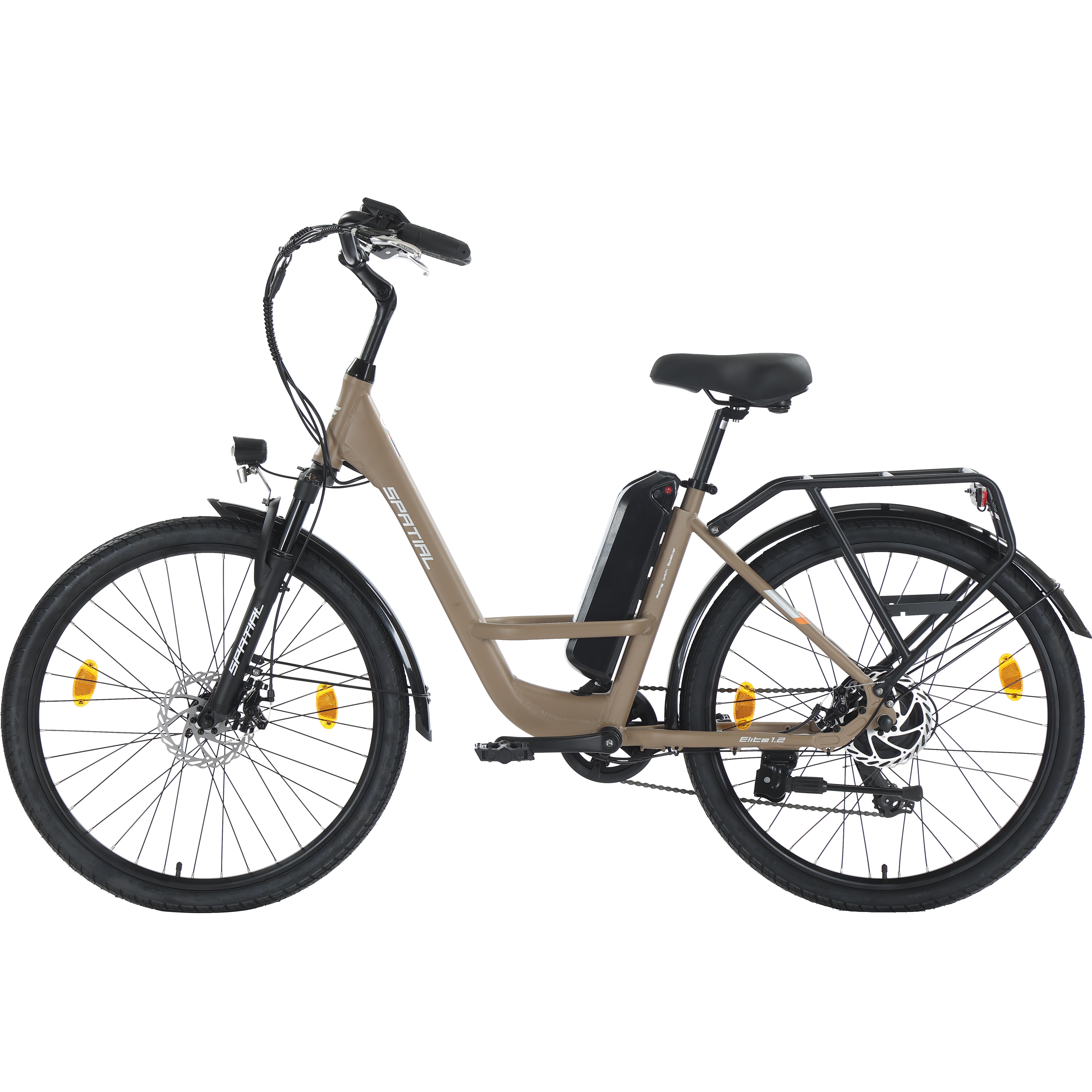 SPATIAL Elite Damen E-Bike mit Anhängersitz 250W Motor 36V13AH Akku 26 Zoll Straßenreifen Multi-Terrain Elektrofahrrad Outdoor Fahr E-Bike gelb