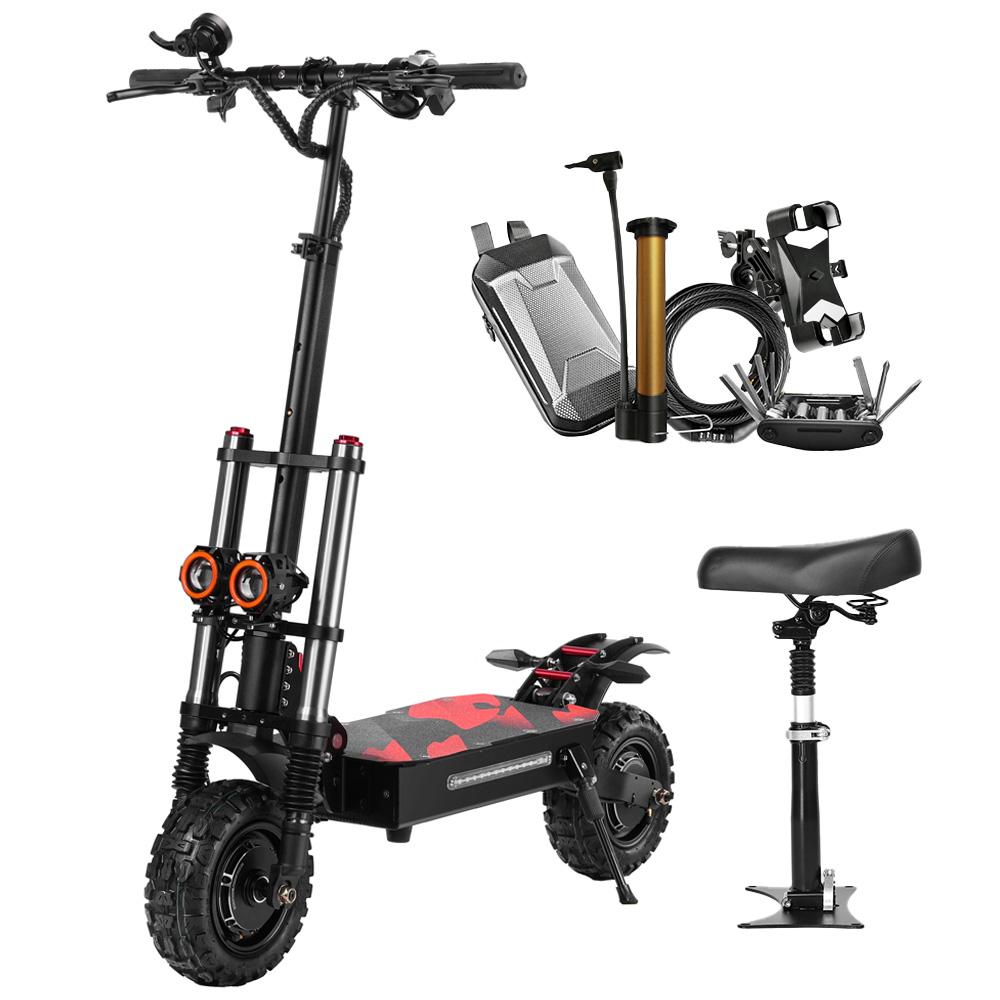 Elektroroller Boyueda S3 mit Sitz 60V38Ah Akku Langstrecken E-Scooter, 6000W Dual-Drive Off-Road E-Scooter, Doppelaufhängung Faltbarer E-Scooter E-Scooter & Free Gift schwarz