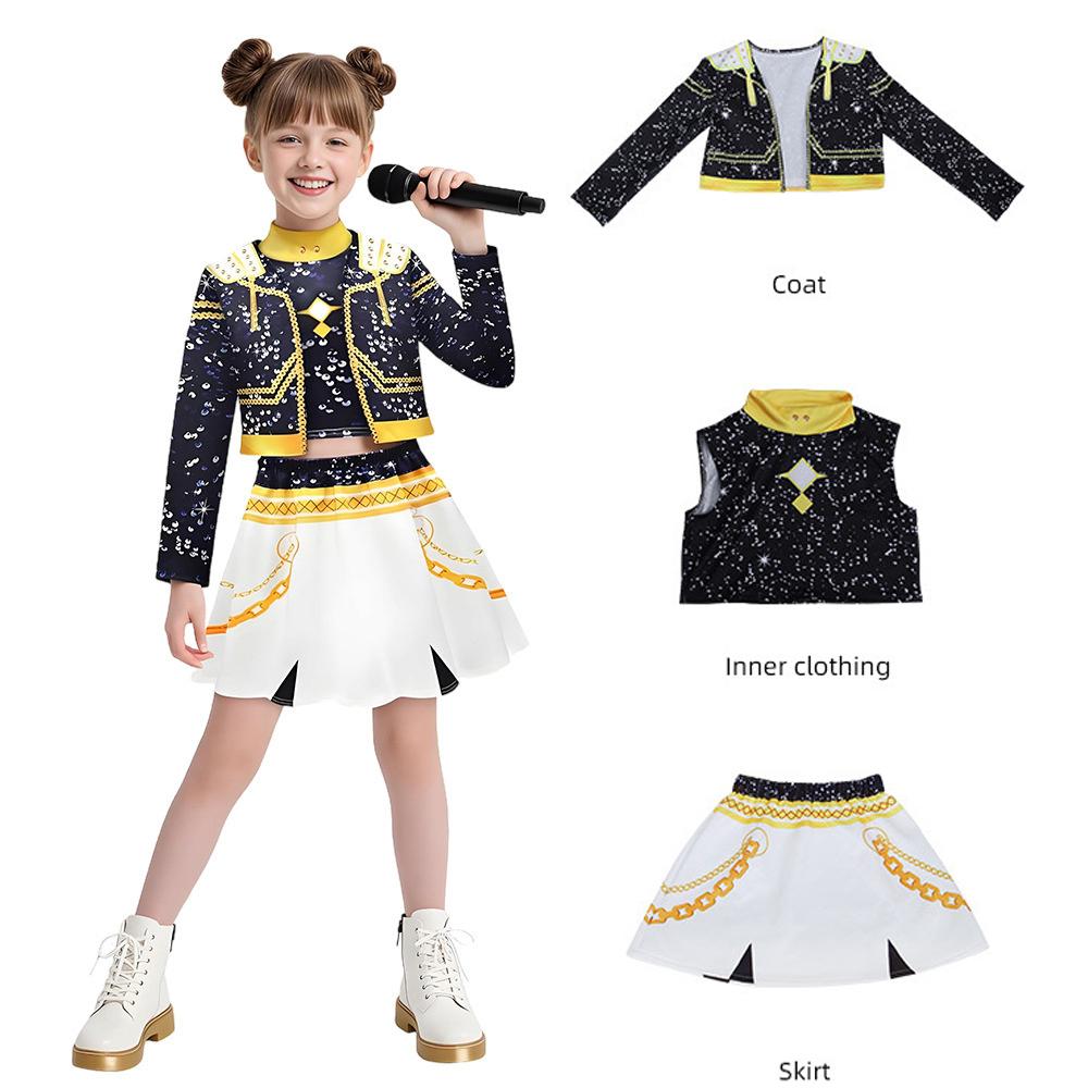 Anime Film Kinder Kpop Dämonenjäger Cosplay Rumi Zoey Mira Cosplay Anzug Kleidung KPop Rumi Zoey Cosplay Kostüm 3D-Druck Kostüm 160cm