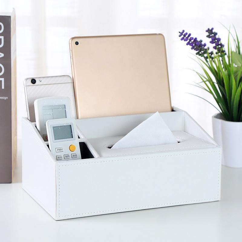 Kreative Haushaltswaren Multifunktionale Taschentuchbox Desktop Fernbedienung Aufbewahrung Leder Schubladenbox