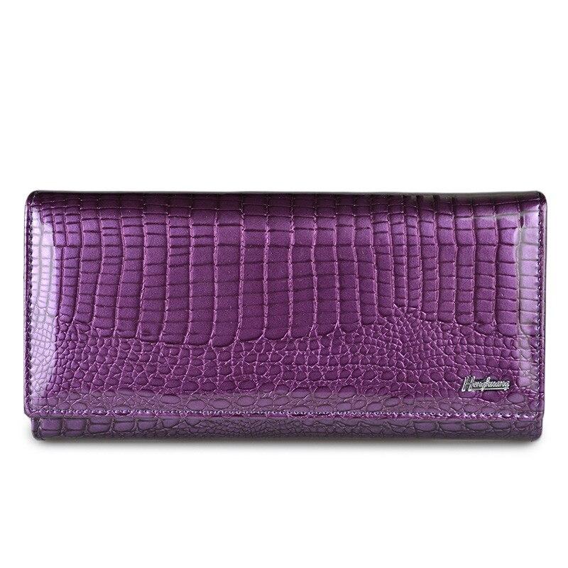 Damen-Geldbörsen aus echtem Leder, Damen-Geldbörse mit Haspe, Alligator-Geldbörse, lange Geldbörsen, Kartenhalter, Damen-Geldbörsen, Clutch 18.5*9.5*3.5cm violett