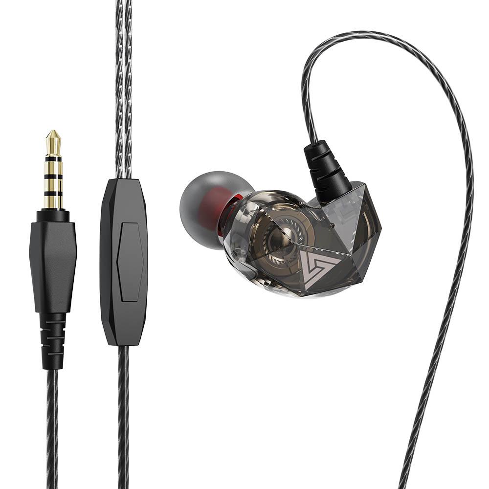 QKZ AK2 3,5 mm kabelgebundene Kopfhörer In-Ear-Ohrhörer Musik-Kopfhörer Sport-Headsets mit Mikrofon schwarz