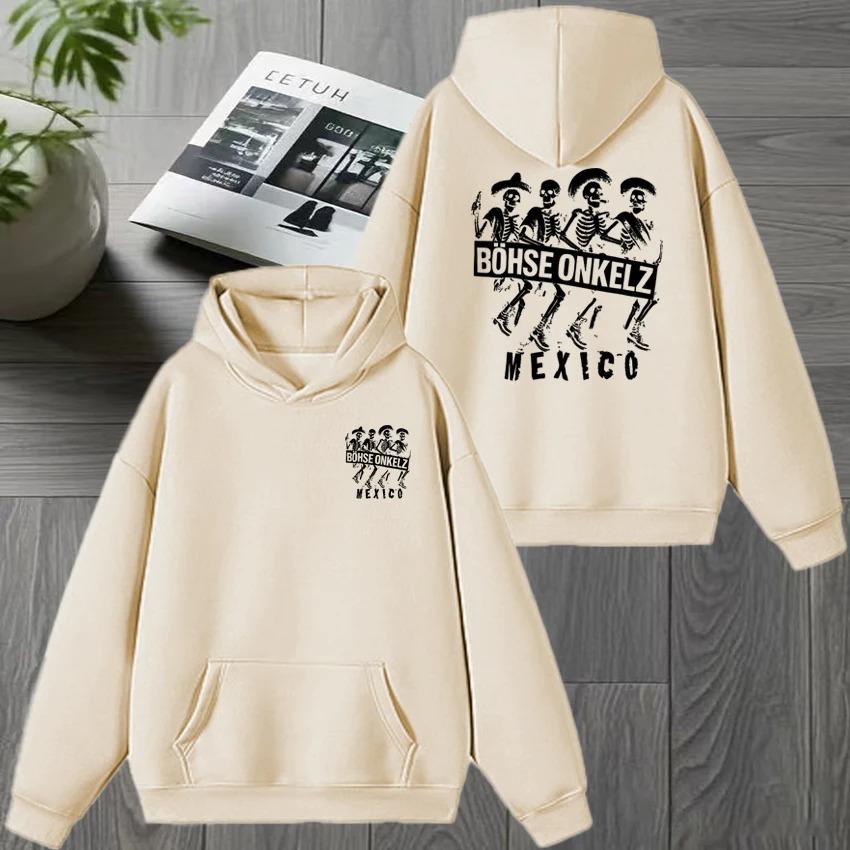 Rockband Böhse Onkelz Tour 2026 Beidseitiger Druck Winter Hoodies Herren Damen Vintage Hip Hop Streetwear Unisex Fleece Sweatshirt XXL rot