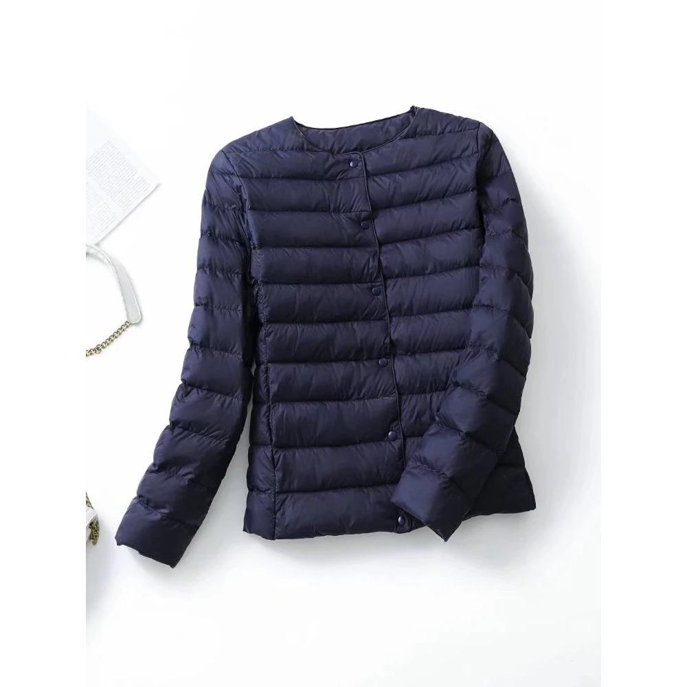 Ultraleichte Daunenjacke für Damen, mattes Gewebe, leichte Jacke, warm, winddicht, Parka, Damen-Daunenjacken plus Mäntel XXXL dunkelblau