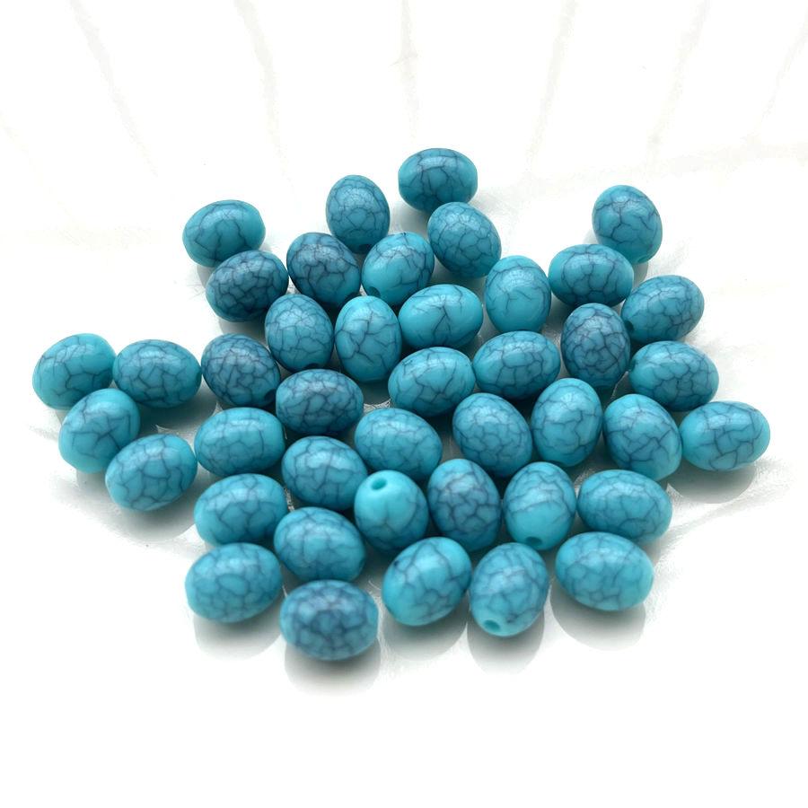 50 STÜCKE 8mm * 10mm Charme retro farbe ei Oval gerade loch perlen geeignet für schmuck machen armband artikel dekoration diy lose perlen blau