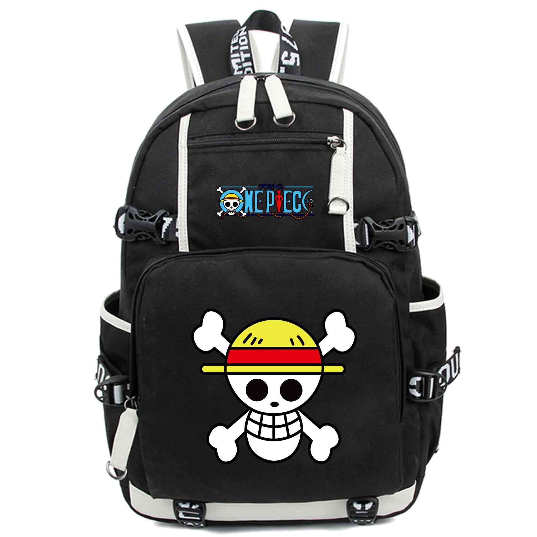 Anime One Piece Rucksack für Teenager Jungen Mädchen Zurück zur Schule Rucksack Student Ruffy Schultasche Männer Frauen Freizeit USB Reisetaschen
