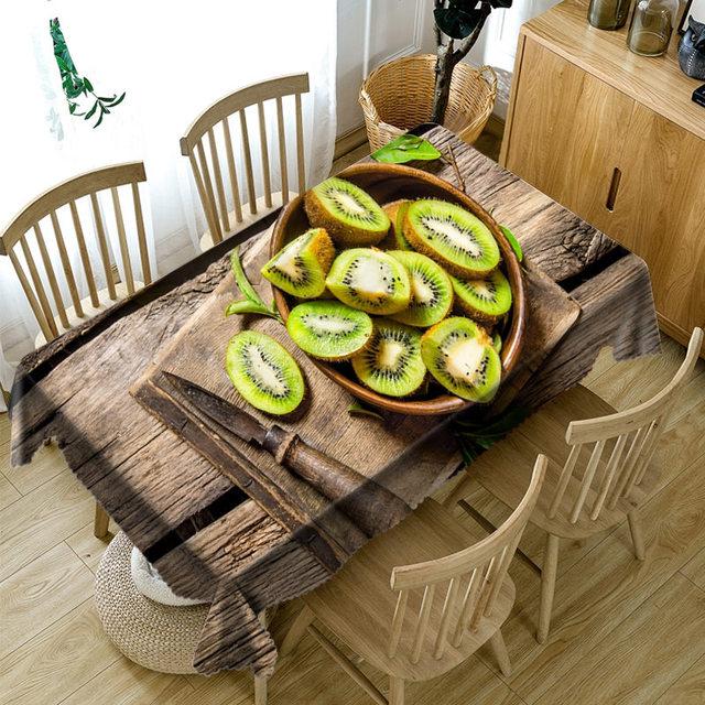 Tischdecke mit Obst- und Kirschmuster, grünes Gemüse, staubdicht, waschbar, verdickte Baumwolle, rechteckige und runde Tischdecke 90 X 90CM