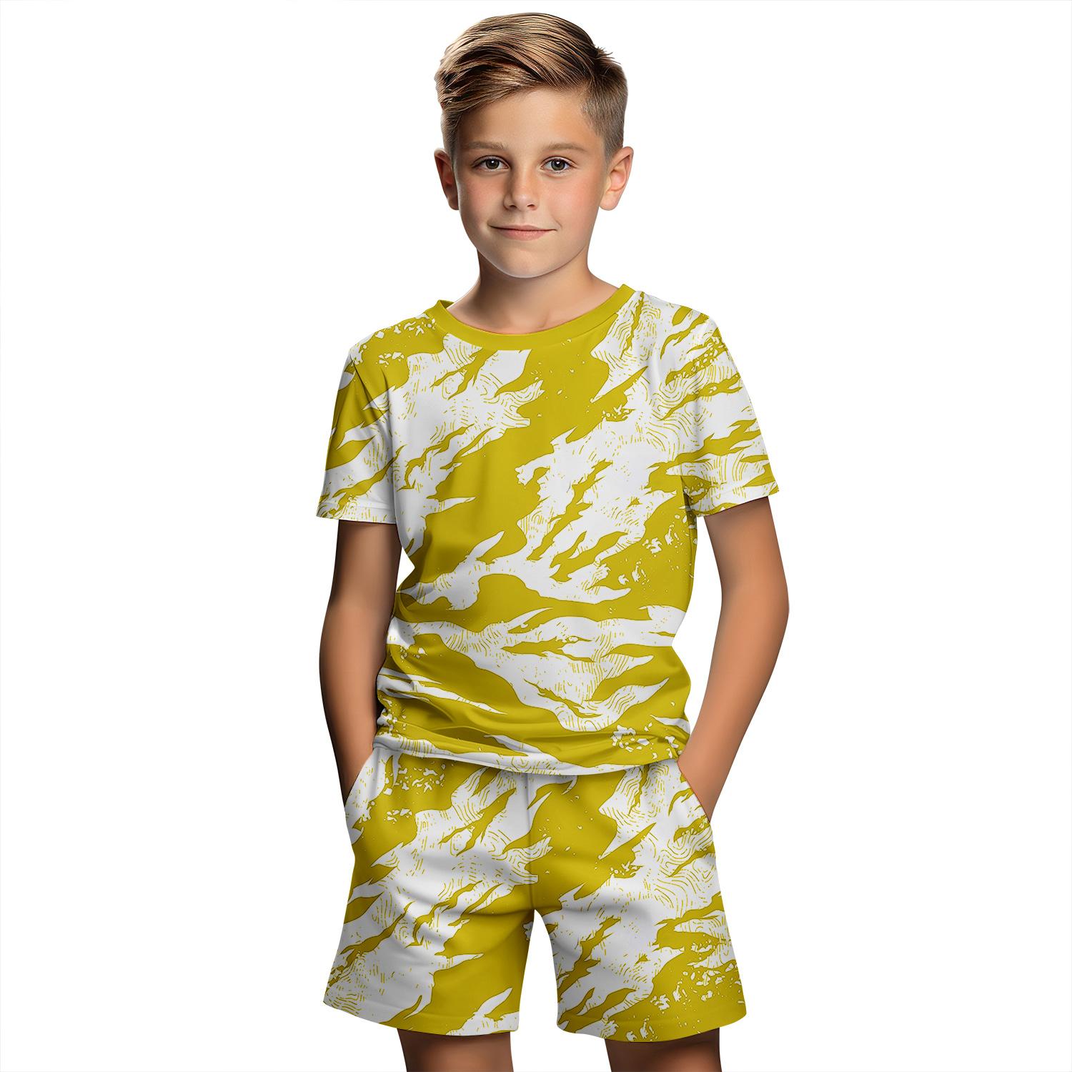 Kinderkleidung Anzug für Jungen Sommer Kurzarm T-Shirt Set Shorts Kinderkleidung 3D-Druck Casual Junge Mädchen Kindersets 160