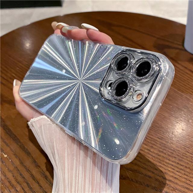 Für iPhone 15 Pro Max Luxuriöses Buntes Muster Weicher Rahmen Handyhülle Für iPhone 11 12 13 14 16 Plus Glitzer Linsenschutzhülle For iPhone 16