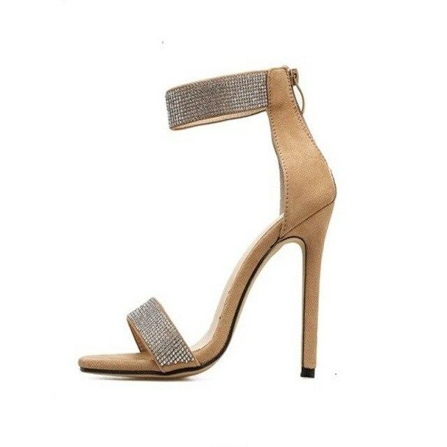 Funkelnde Aprikosenschwarze Diamantkristall-High-Heels-Sandalen für Damen Neue Sommer-Sexy Club-Heels-Sandalen für Damen Offene Zehenschuhe 38 beige