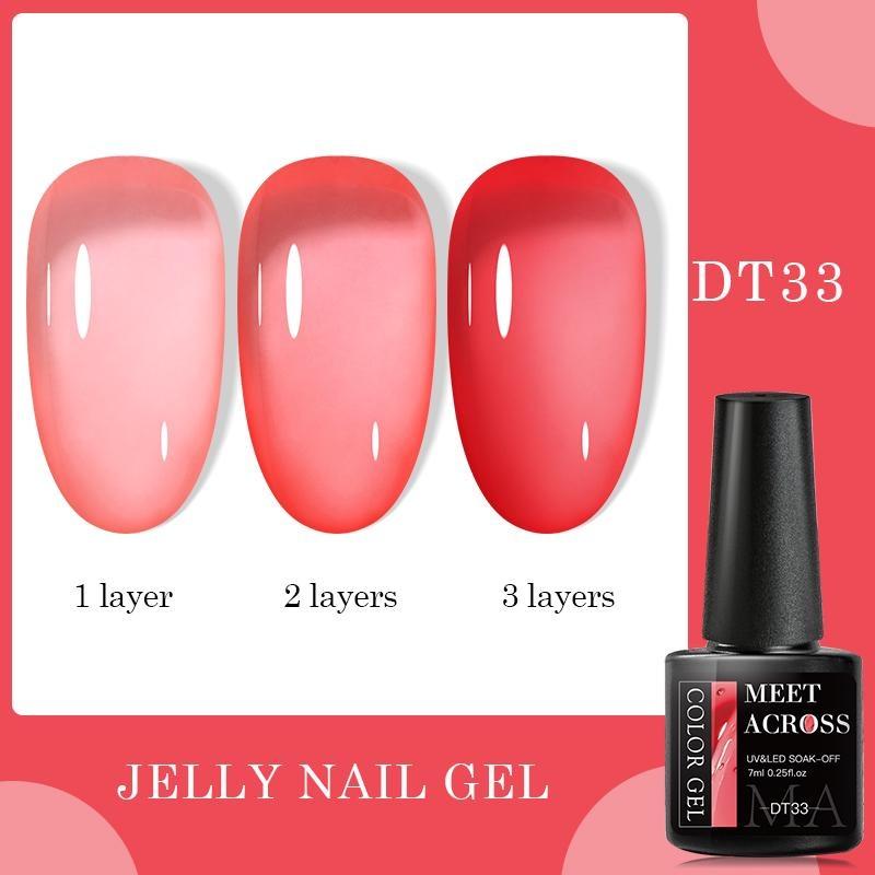 TREFFEN SIE ÜBER Jelly Nail Gel Polish Pink Nude Color Gel Vernis Semi Permanent Maniküre UV Gel Nail Art Top Coat Nagellack DT33