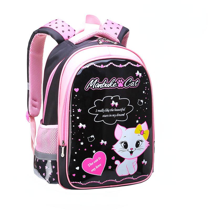 Schulranzen für Kinder der Klassen 1–6 für Mädchen, Katzen-Druck, Schultasche, Grundschule, Cartoon-Schulrucksack, Kinder-Schulrucksack-Set small size