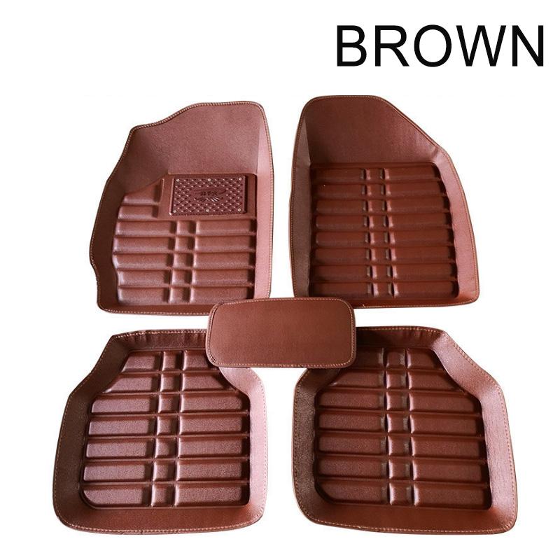 5 Stücke Universal Auto Auto Fußmatten Floorliner Vorne und Hinten Teppich Allwetter Matte braun