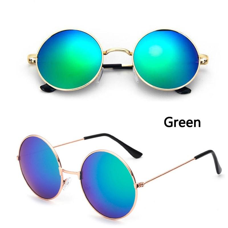 Runde Sonnenbrille für Herren und Damen, Antireflexlinse, Metallrahmen, Kreis-Sonnenbrille grün