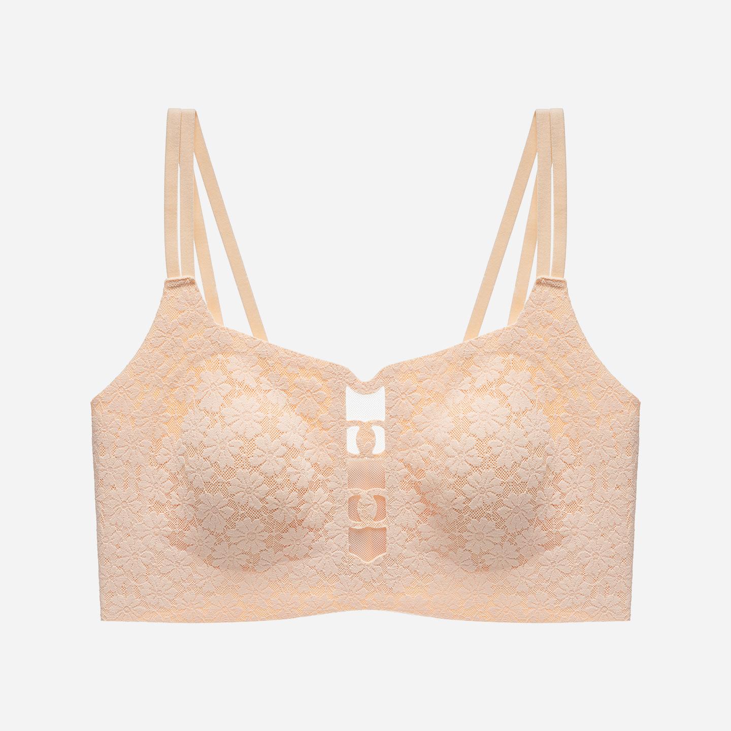 Große Größe Damen Sommer Sexy Spitze Schöner Rücken Hasenohr Körbchen Große Brust Zeigen Klein Spurlos Sammeln Das Paar Milch Unterwäsche 48/110BCDE nude