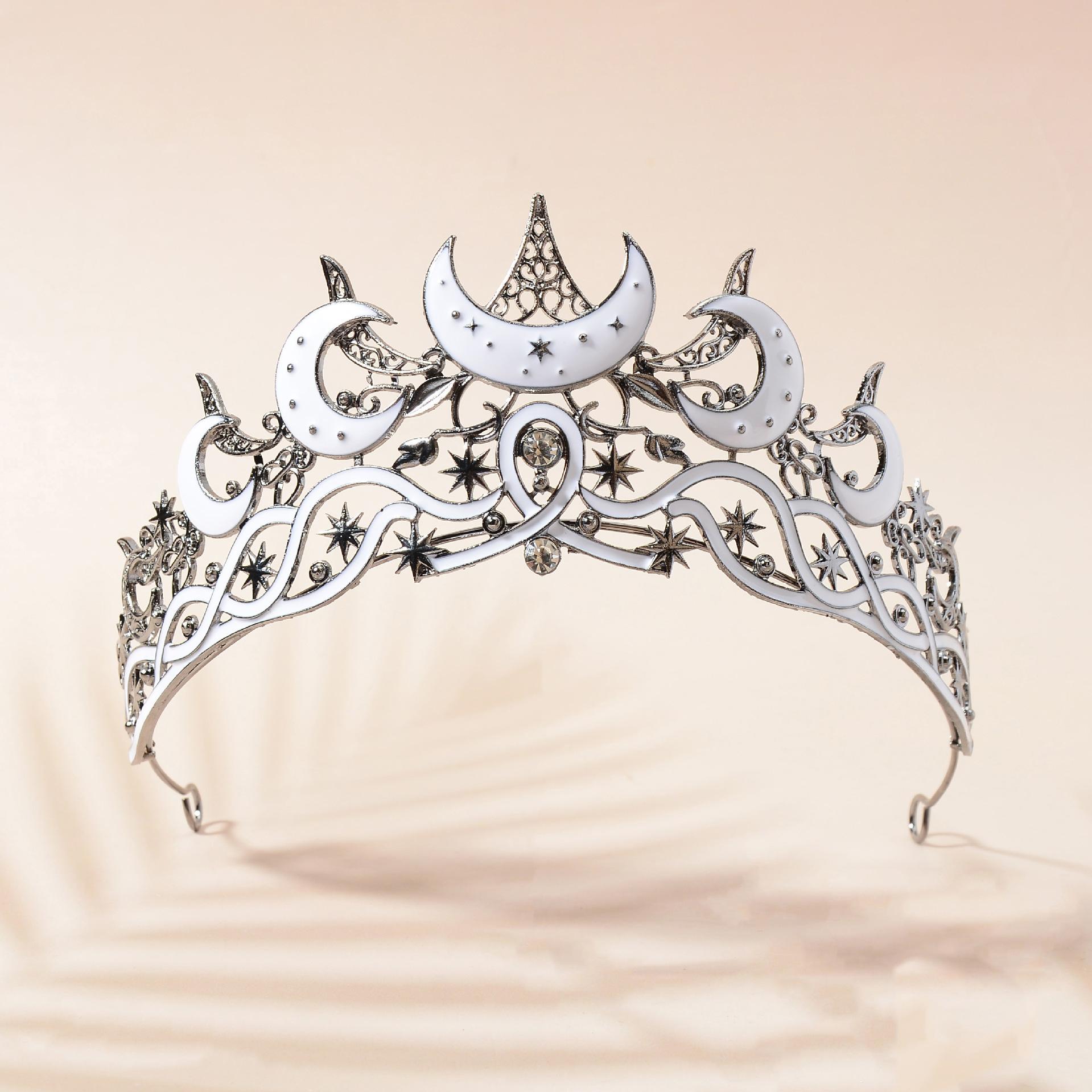 Neue europäische und amerikanische dunkle halbmondförmige Braut-Hochzeitskleid-Krone Retro Geburtstagsfeier Abendkleid Krone