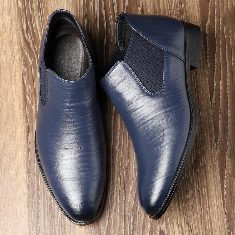 Mode Herrenstiefel Hochwertige Pointe Lederstiefel Mode Lässige Stiefelette Klassische Bürokleidung Botas Business Lederstiefel für Herren 42 blau