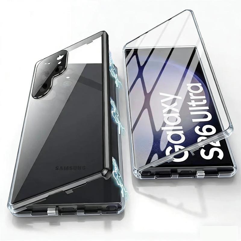 360° Vollabdeckung Ultra HD Displayschutzhülle Für Samsung S26 Ultra S25 S24 S23 Plus FE Metallische Magnetische Adsorption Randabdeckung Galaxy S25 Ultra