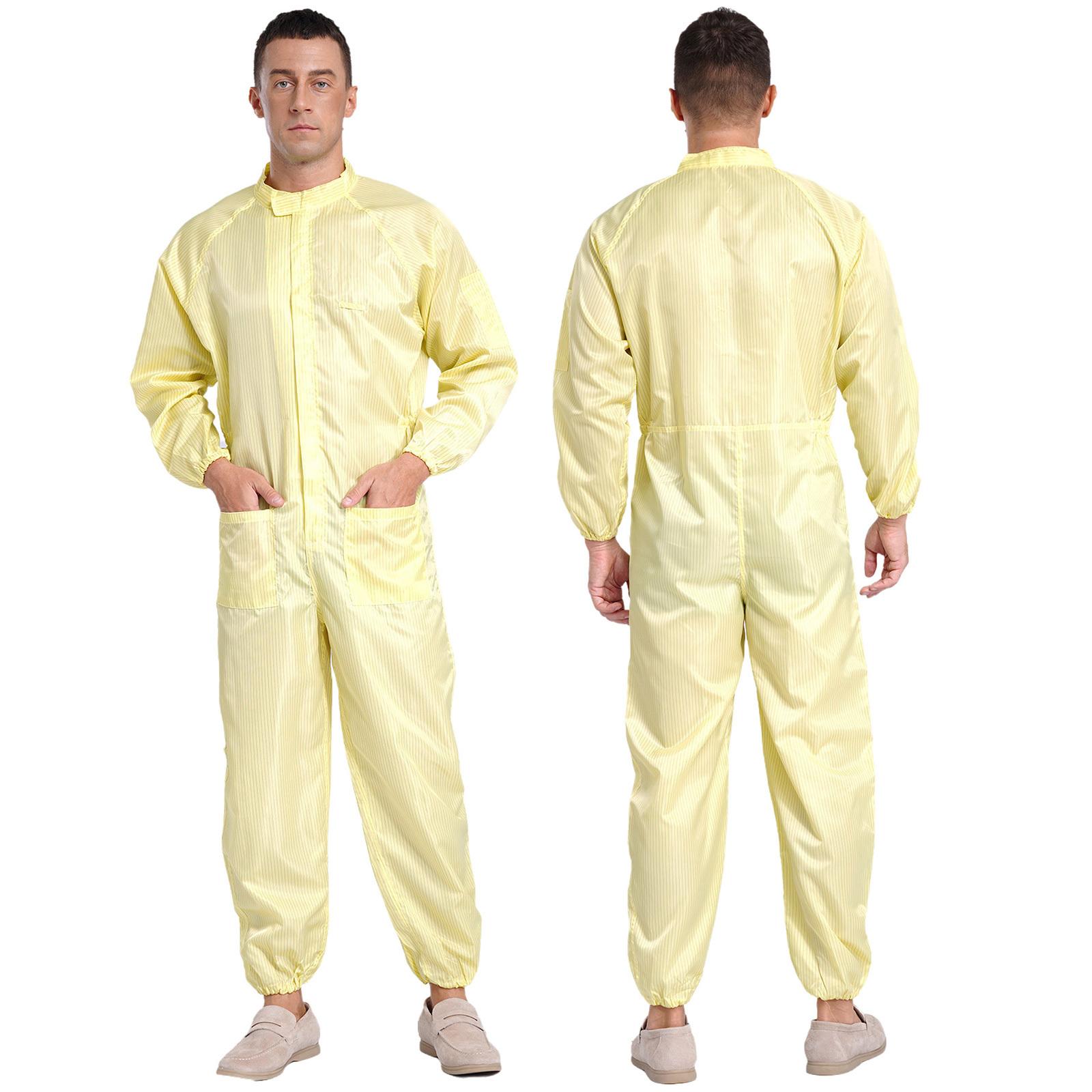 Antistatischer Staubschutz-Overall für Herren Erwachsene M-5XL - Stehkragen Frontreißverschluss Ganzkörper-Overall Arbeitsuniform Werkstattarbeiter 3XL gelb