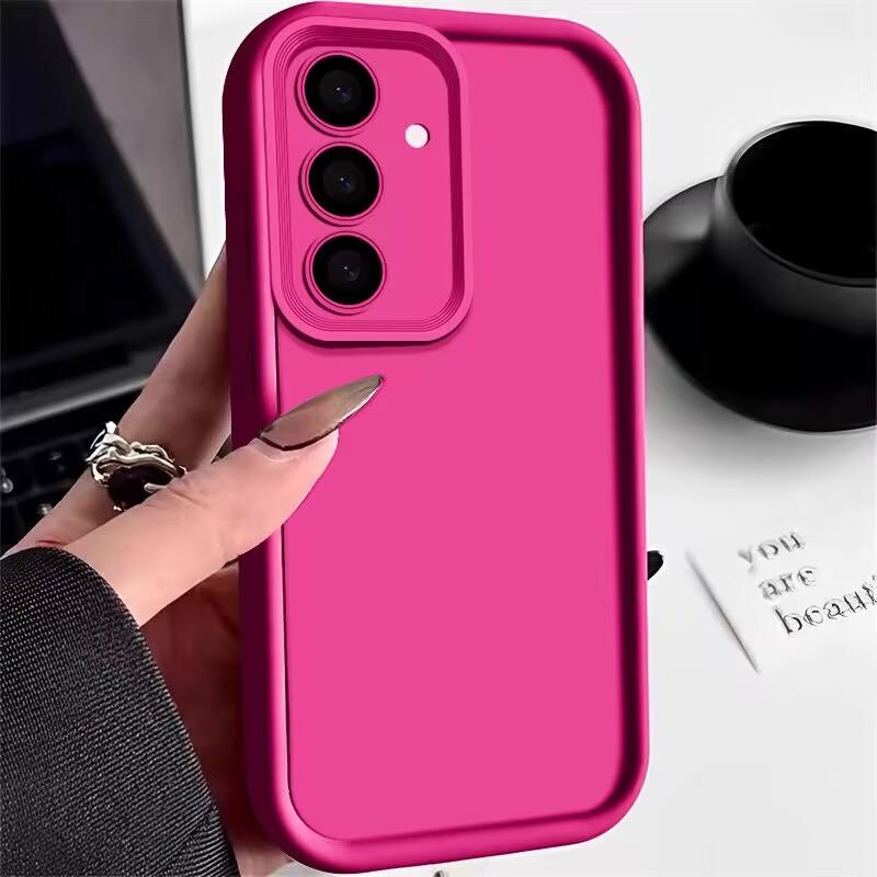 Bonbon-Einfarbiges Handyhülle Für Samsung S25 S24 FE S23 Ultra S22 Plus S21 S26 A17 A57 A56 A55 A36 A16 A26 A35 A15 A54 A53 A52 A34 A14 5g Hülle Abdeckung Samsung S23 FE rose rosa