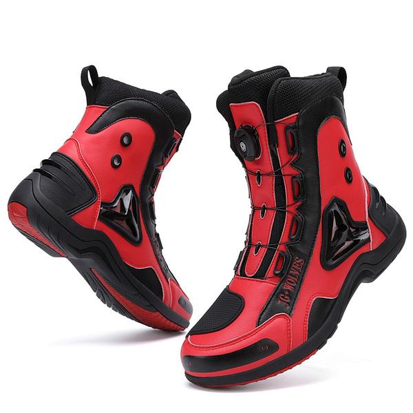 Motorradstiefel, wasserdichte Schutzstiefel, Motocross, aktive Achse, Off-Road-Motorrad, lange Oberschenkelschuhe, Motorrad-Moto-Stiefel für Herren 41 rot