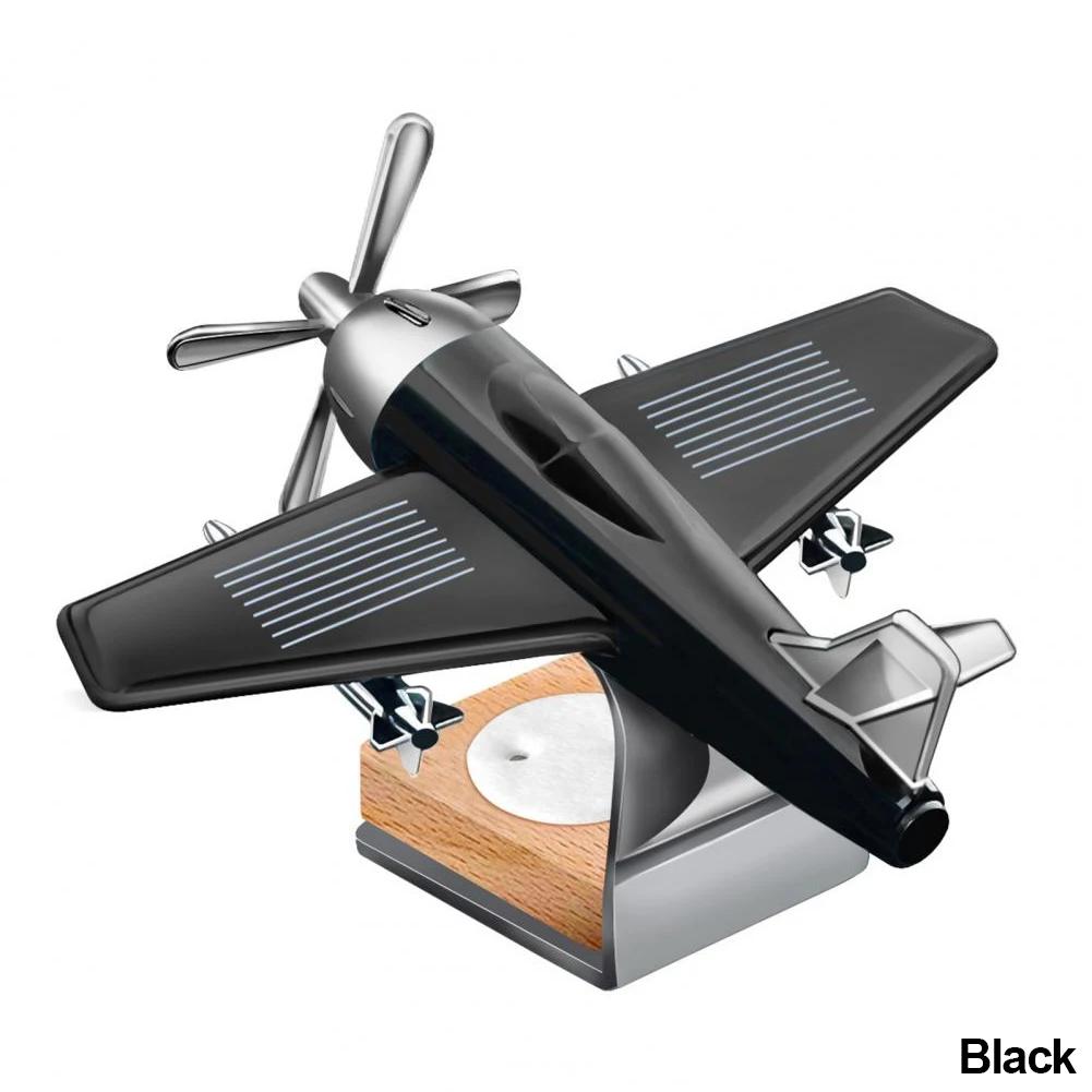 Auto Lufterfrischer Solar Flugzeug Dekoration Mini Auto Parfüm Lufterfrischer Duft Auto Flugzeug Ornament Auto Zubehör schwarz