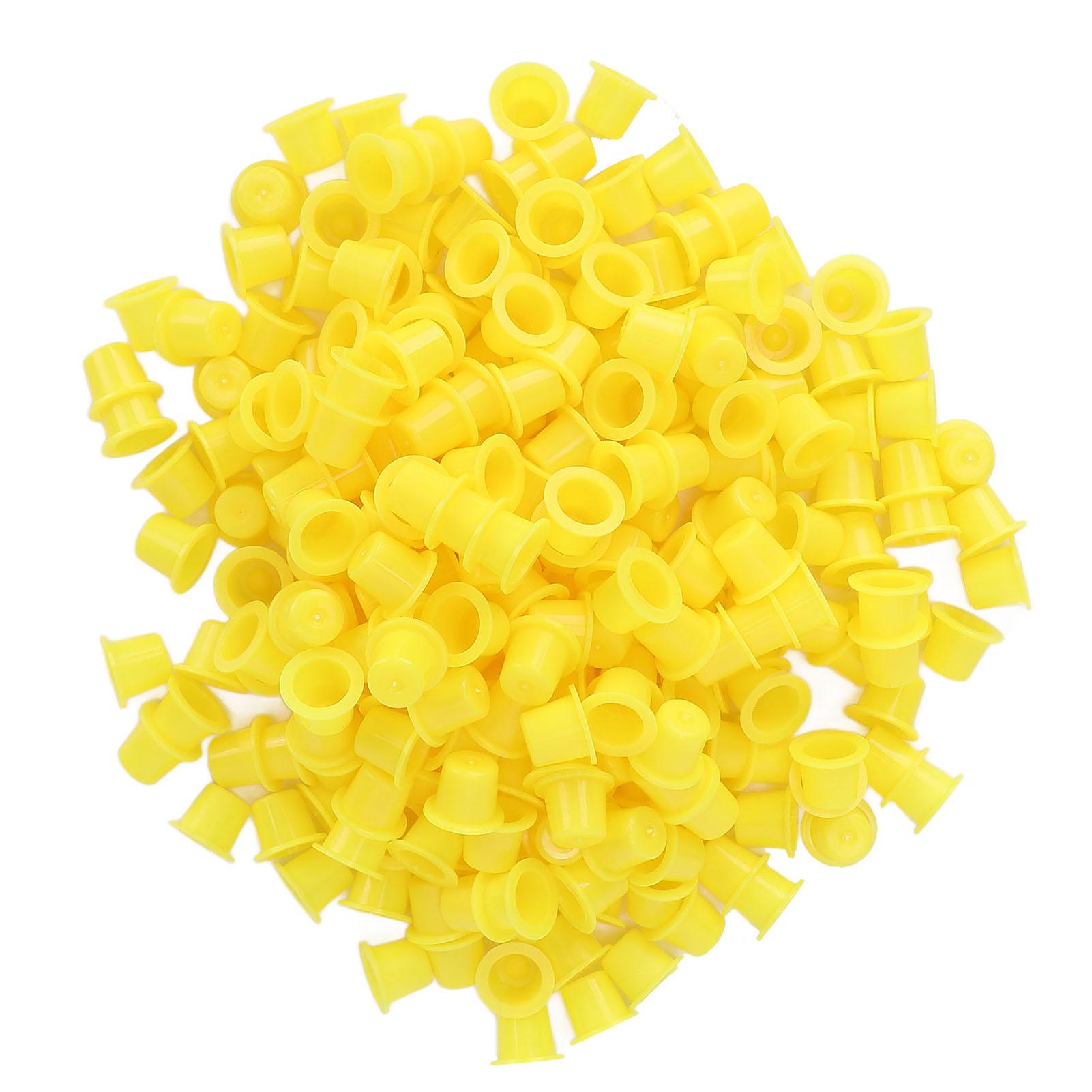 1000 Stück Tattoo-Farbbecher Einweg Microblading Pigmentbecher Tattoo-Zubehör Gelb Ohne Becher S