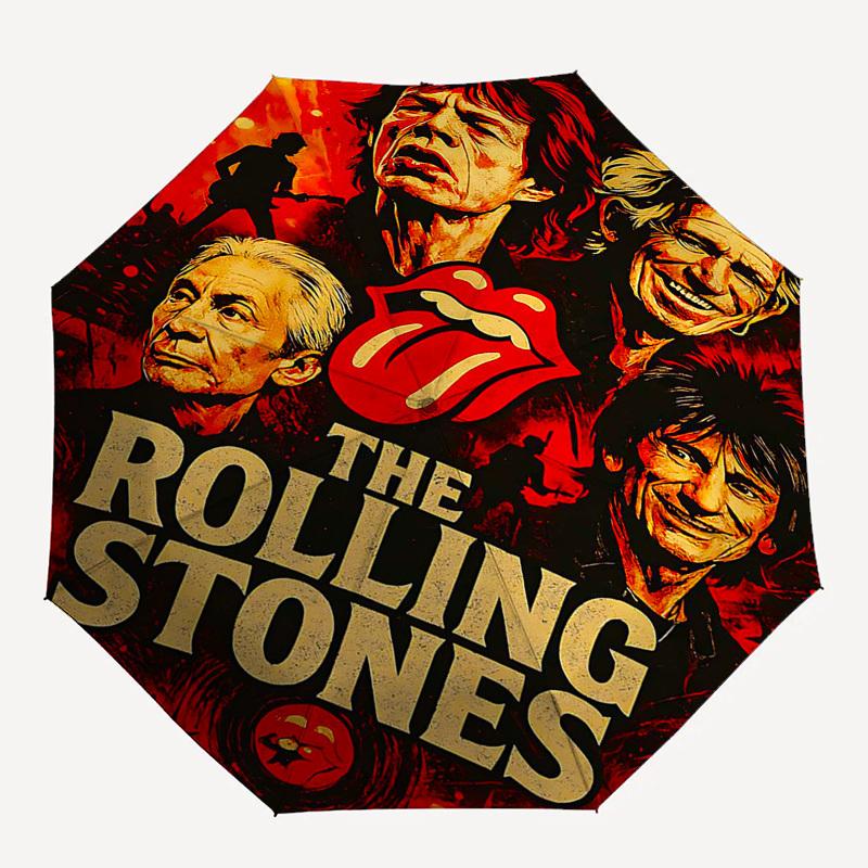 1 Stück The Rolling Stones Automatisches Aufklapp-Regenschirm, Winddicht, Kompakt, Reise-Regenschirm, Geschenk für Geburtstag, Weihnachten, Geschäft 93064