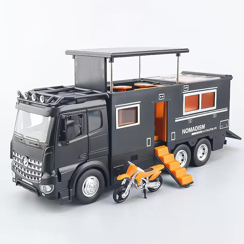 1:18 Benz Arocs Nomadism Navigator F Wohnmobil Legierung Druckguss Modellauto Zuhause Trendige Ornamente & Computer-Schreibtisch-Dekoration Geburtstagsspielzeug schwarz