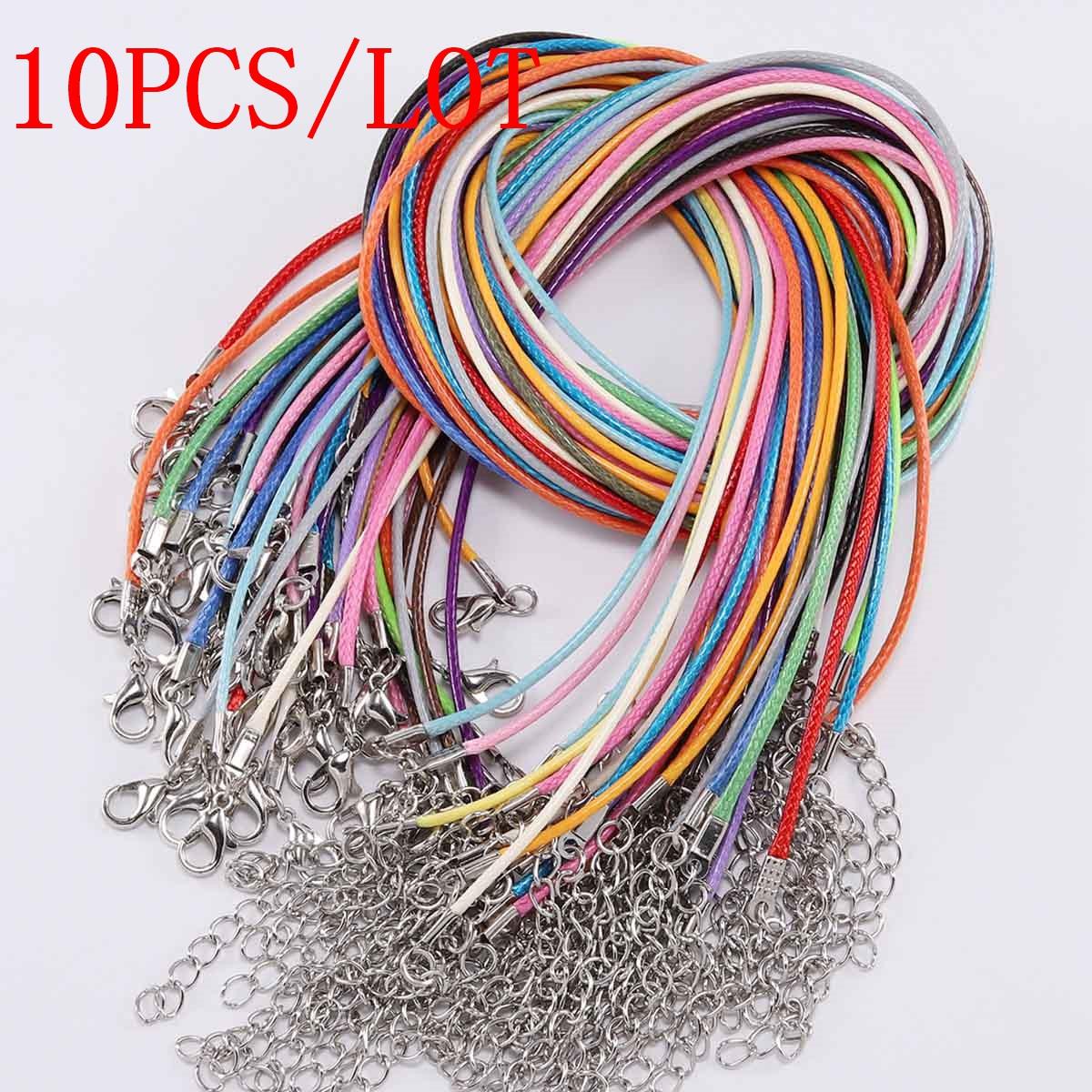 10 Teile/los Durchmesser 1,5mm Echtes Lederband Halskette Mit Verschluss Einstellbar Geflochtenes Seil Für Schmuck Machen DIY Halskette Armband 1.5MM-10PCS/LOT bunt