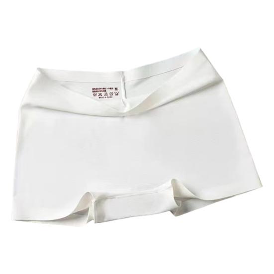 Sicherheitshose für Damen, hohe Elastizität, einfarbig, Eisseide, nahtlos, Anti-Exposition, mittlere Taille, schnelltrocknend, Minirock, Innenshorts, Yoga-Shorts, Unterhosen M weiß