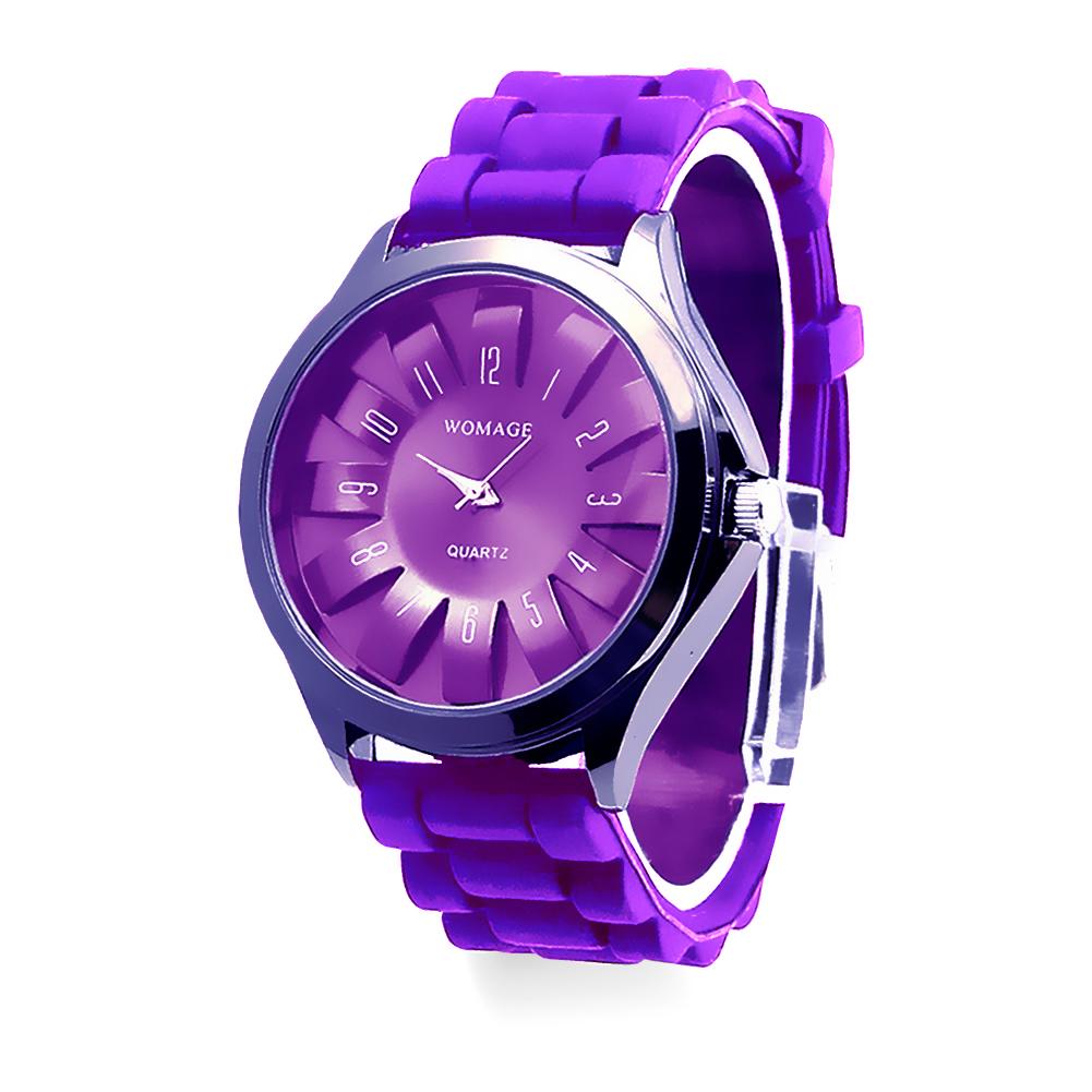 Casual Silikon Uhr Jelly Band Blumen Zifferblatt Sport Stil Uhr Frauen Quarzuhr violett