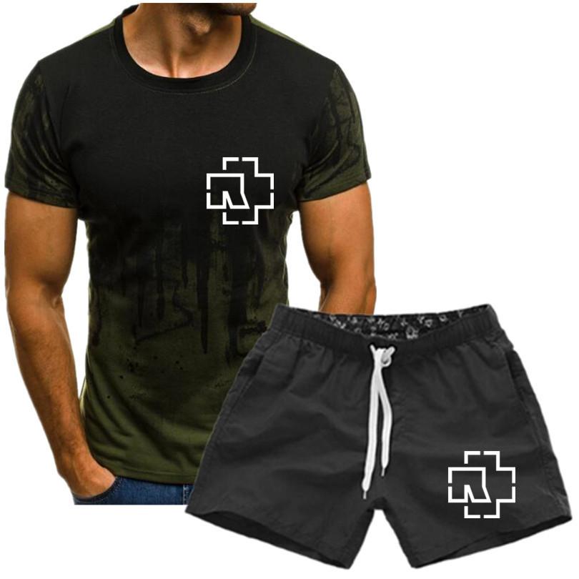 Herren Rammstein bedrucktes T-Shirt Fan Kurzarm Grafik T-Shirt Sommer Herrenanzug S schwarz/weiß