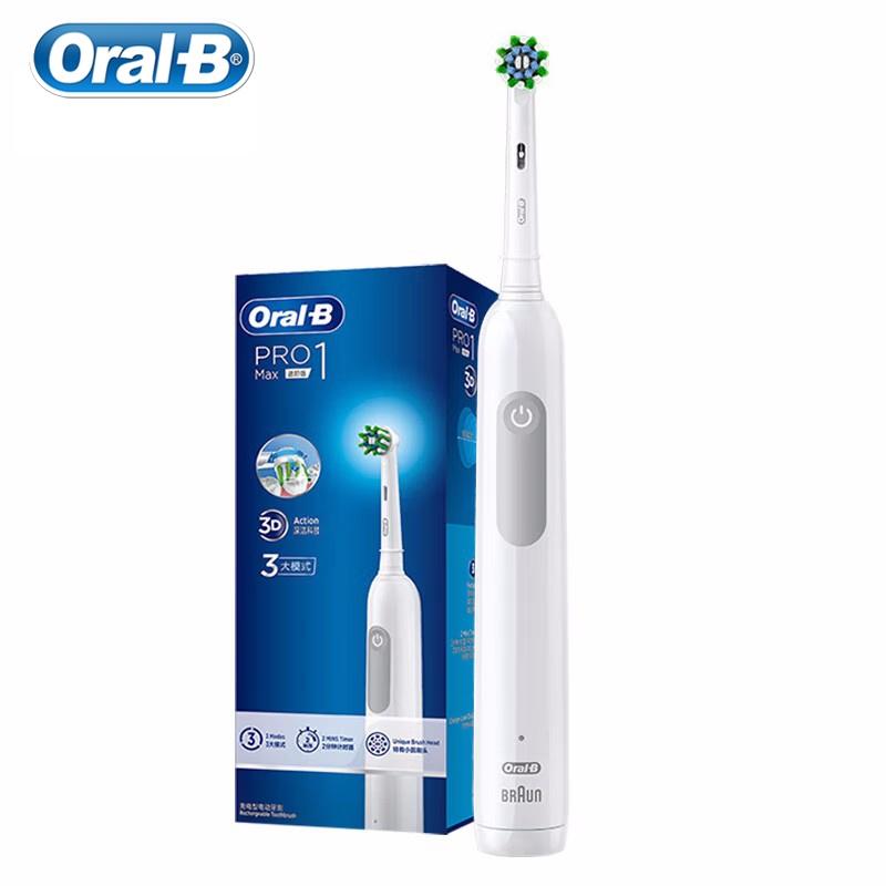 Elektrische Zahnbürste Oral B Pro Max, 3 Putzmodi mit Timer, Drucksensor, Kreuzwirkung, Tiefenreinigung der Zähne, Zahnbürste weiß